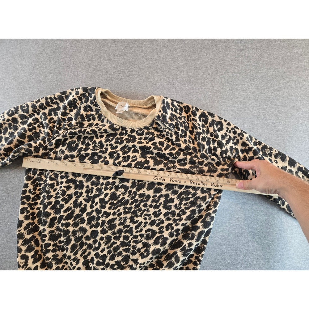 Maeve Sweatshirt Womens XS Tan Black Leopard Print Raglan Pullover OB2186422 - Picture 9 of 10